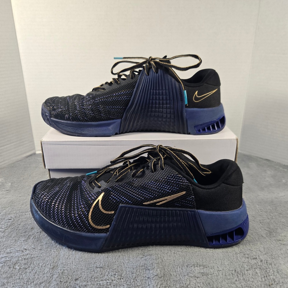 Nike Metcon 9 Mens 11.5 Training Shoes Black Blue Void Metallic Gold HF1098-001